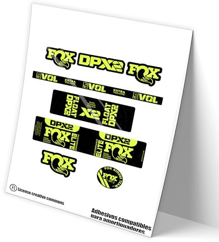 Ref: VP476 Aufkleber, kompatibel mit Stoßdämpfer, FOX FLOAT DPX2 Elite 2021-22 MTB, Sticker, Aufkleber, Mountainbike-Vinyl. (FLUOR-YELLOW)