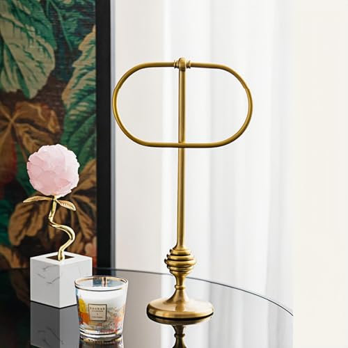 Heimvita Porte-serviettes sur pied, en laiton doré, 46,5 cm de hauteur, résistant à la corrosion, pour salle de bain, cuisine, plan de travail (doré)