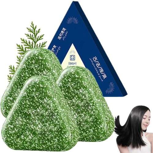 Nature Triangle Shampoo Bar, Usman Grass Glutinous Rice Water Solid ShampooBar for Hair Care, Nature-Inspired Herbal Plant-Based Solid Shampoo, Deep Cleansing Hair Oil Control For Women And Men (3PC)