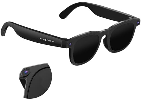 AI Smart Brille mit Kamera, 800W HD Anti-Shake Videobrille, 1080P Videoaufzeichnung Sonnenbrille, Echtzeitübersetzung, Sprachassistent, Bluetooth-Anrufe, für Outdoor, Reisen und Vlog-Aufnahmen
