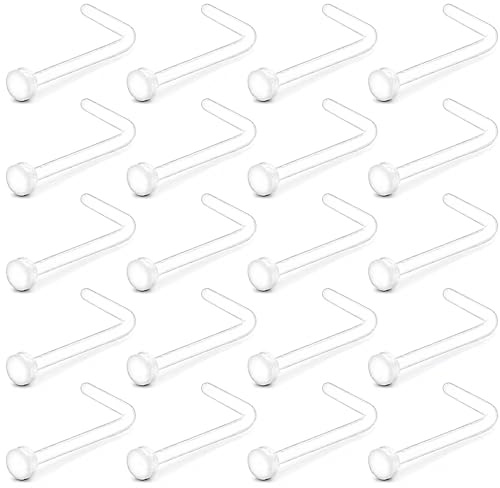 20pcs Klare Piercing Retainer, Plastik Nasenpiercing Stecker Nose Stud Ring Retainer für Frauen Männer, Unsichtbares Klar Piercing Set,Nase Ringe Korkenzieher Ringe Nasenpiercing für Schule&Arbeit