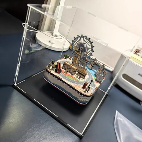 Acryl Vitrine Transparente Acrylvitrine, 40, 45, 50, 55 Oder 60 cm Hoch; Montageplatte für Puppenfiguren; Transparente Aufbewahrungsbox(Black Base,30x30x45cm)