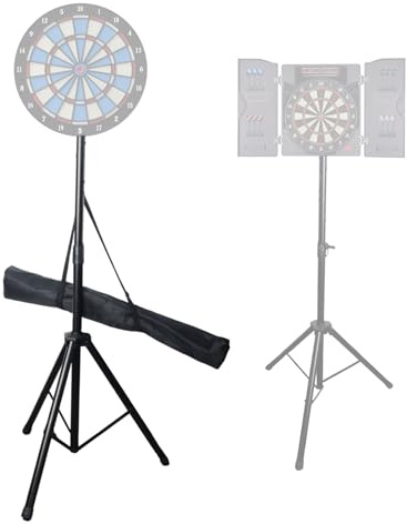 Dart Board Tripod Stand – No Wall Mount, Heavy Duty 4KG Portable Dartboard Stand for Electronic & Bristle Dartboards, Adjustable Height to Official 5ft 8in (93–200cm), Foldable with Carry Bag