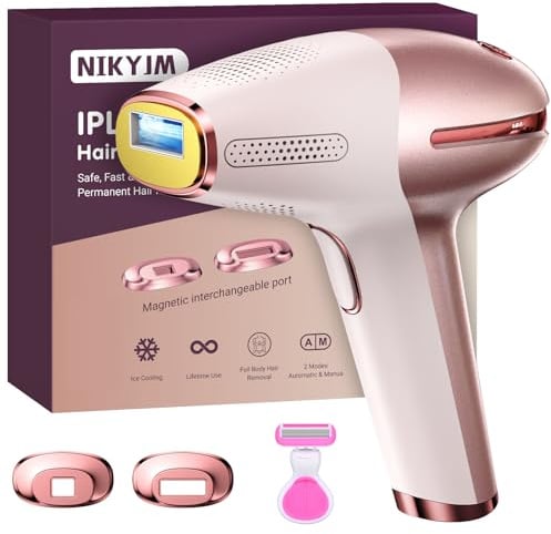 NIKYJM IPL Laser Hair Removal Device with Ice Cooling, 3-in-1 HR/SC/RA Painless Hair Remover Machine, 3 Functions, 9 Levels, at-Home Salon for Women/Men/Face/Bikini/Line/Body/Leg/Armpit