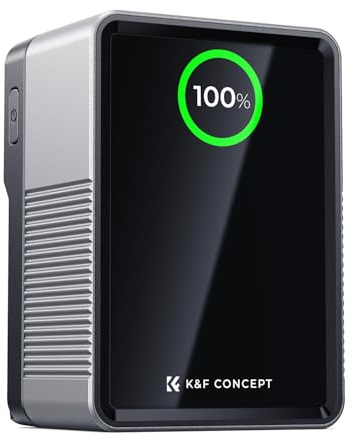 K&F CONCEPT V Mount Battery 99Wh 6700mAh PD100W Fast Charge V-Mount Battery | Mini V Lock Battery with D-TAP, USB-A, Dual USB-C/DC/TFT Display for Camcorder, Camera, Monitor, Video Light KF-V99 Pro