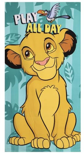 The Geeky Pop Toalla de Playa Disney Le Rey León - Simba - 70 x 140 cm - Toalla infantil suave y ligera - Secado rápido - Verano & Vacaciones