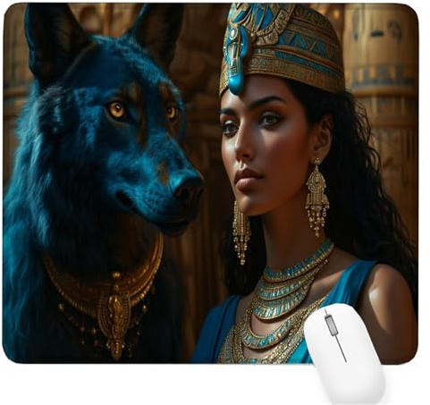 Mauspad 260x210x3mm Ägypten Gaming Mousepad mit Vernähte Kanten - rutschfest - Mauspad für PC mit Glatter Oberfläche, Klein Mousepad Pharao, Klein Maus Pad für Home Büro, Geschenke für Damen D-644