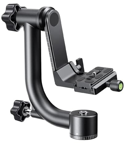 tripod head, Testa del treppiede in lega di alluminio Gimbal panoramico a 360 gradi con piastra a sgancio rapido standard da 1/4,Video Mount