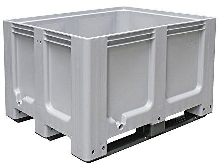 BRB Palettenbox mit 3 Kufen, LxBxH 1200x1000x760 mm, geschlossen, PE-HD, lebensmittelecht (grau)