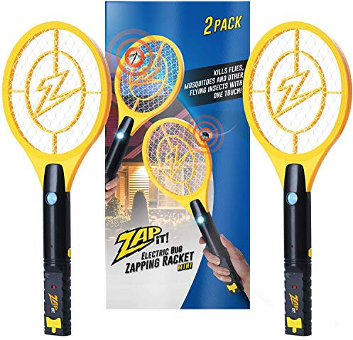 ZAP IT! Confezione da due scacciamosche elettronico, antizanzare ricaricabile tramite USB, contro zanzare, mosche e insetti, 4000 V, luce LED super luminosa (Mini Twin)