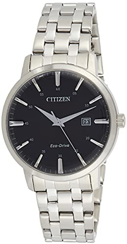 Citizen Men's Bracelet Watch, Black, 40MM, BM7460-88E | Eco-Drive Solar Powered, Mineral Crystal, 50M Water Resistant, Silver Tone Stainless Steel Bracelet