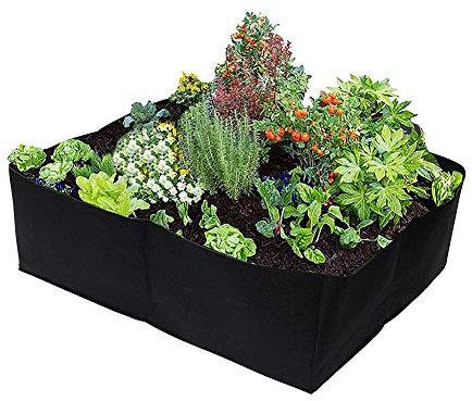 Cozyhoma Hochbeet mit 4 Gittern, geteilt, Gemüsebeet, Stoffbeet, Hochbeet, quadratischer Pflanzsack, langlebiger quadratischer Pflanztopf für Karotte, Zwiebeln, Kräuter, Blumen, Gemüsepflanzen