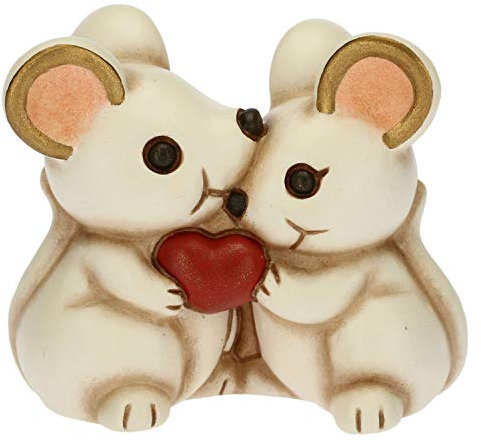 THUN - Dekofigur Mauspaar mit Herz - Bonboniere - Linie Cerimonia - Mini-Format - Keramik - 5,5 x 3,1 x 4,5 cm