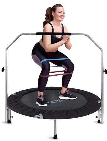 SereneLife 91/102 cm Faltbares Mini-Trampolin – Kompakt für Kinder & Erwachsene, mit Schaumstoffgriff, für drinnen & Garten, max. Belastung 68/100 kg