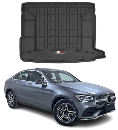 Alfombrilla Antideslizante Bandeja Maletero Alfombra Maletero para Coche, Compatible con Mercedes GLC X253 2015-2019, OMAC Premium 3D, Protector Maletero, Borde Alto, de Goma, Color Negro