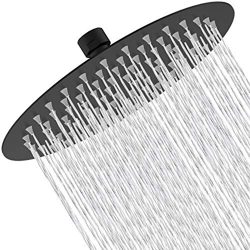 Rain Shower Head High Pressure,WOOPHEN 8 Inch 304 Stainless Steel Rainfall Showerhead, Resist Spot Fingerprint, Swivel Spray Angle, Voluptuous Shower Experience, Easy Installation, Matte Black