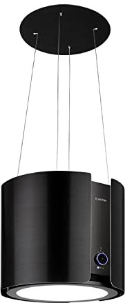Klarstein Skyfall Smart - Island Hood, App and Gesture Control, Dimensions: 45 x 42 cm (ØxW), Freely Hanging, Recirculation Mode/Exhaust Air, 3 Levels, 402 m³ / h, 200 W, LED Lighting, EEC C, Black