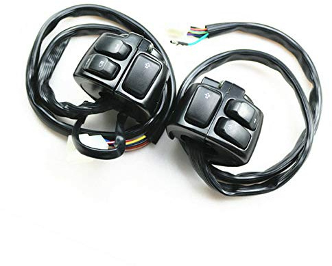 1 25mm Handlebar Control Switch + Wire Harness for 1996-2012 Harley Softail Dyna Sportster V Rod 883 1200 Cruiser Chopper Custom (Black)