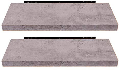 EUGAD Wandregal Grau, Regal Wand 2er Set für Wohnzimmer/Büro, 60cm Hängeregal mit Bilderrahmen für Schlafzimmer Decor,