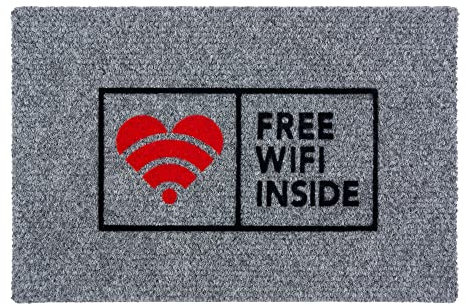 Fußmatte FORTALEZA 'Free Wifi Inside', 40 x 60 cm in grau, Größe:40 x 60 cm