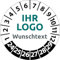 Prüfplaketten mit Logo und Wunschtext, 160 Stück, Vinylfolie, selbstklebend, Prüfetiketten/Prüfaufkleber mit Firmeneindruck (40 mm Ø)