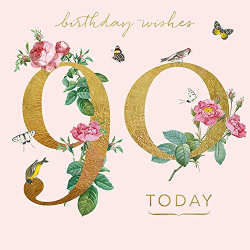 Natural History Museum 90 Today Rose Floral Birthday Card with White Envelope