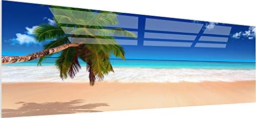 Visario Tableau en Verre sur Verre Acrylique Plage avec Palmier Image 90 x 30cm 5801