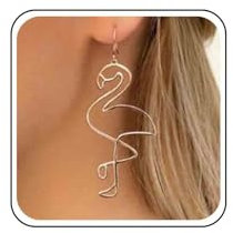 Allereya Flamingo-Ohrringe, Vogelrahmen, Tropfen-Ohrringe, Gold, Hohl, Vogel-Schmuck für Frauen und Mädchen
