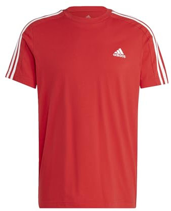 adidas Herren Essentials Single Jersey 3-Stripes Tee, Better Scarlet/White, M