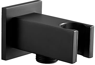 ENKI O07 Square Hand Shower Kit, Black, Bracket | Solid Brass, Easy Install, Fittings Included, 1-Year Guarantee, Adjustable, Wall Bracket, Replacement, Bathroom