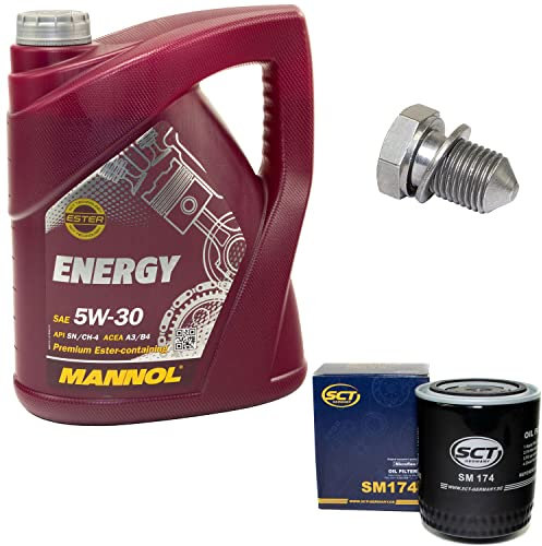 Motoröl Set 5W30 5 Liter + Ölfilter SM174 + Ölablassschraube 48871