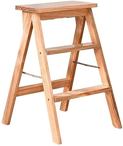 LEOSXA Sgabello con gradini in Legno, gradini Pieghevoli Sgabello con scaletta in Legno massello Sgabelli con gradini multifunzionali Scaletta Bianca/Sedia per Scale con 3 gradini per CAS