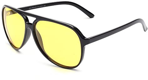 JIM HALO Polarisierte Pilot Sonnenbrille Männer Frauen Oversize Kunststoff Nachtfahrbrille Schwarz