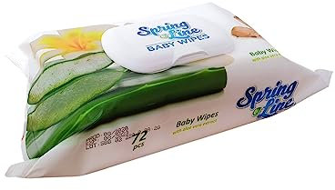 Spring Line Lot de 72 lingettes humides pour bébé Huile d'Oive/Aloe Vera avec capuchon