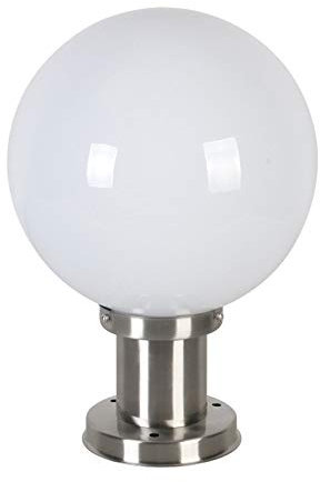 HWSY Pilier extérieur étanche à la Pluie LED Boule Ronde en Acier Inoxydable lampadaire extérieur IP65 étanche Post Lanterne lumière laiteuse Acrylique Blanc Abat-Jour Patio Villa Jardin Balcon Porte