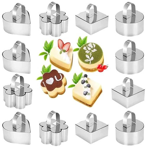 12 Stück Backform, Herzbackform, Kuchenform Edelstahl, Muffinförmchen, Mini Gugelhupfform Kuchenform, Klein Wiederverwendbar Backform Cupcake zum Backen von Form, Backformen zum Geburtstag, Party