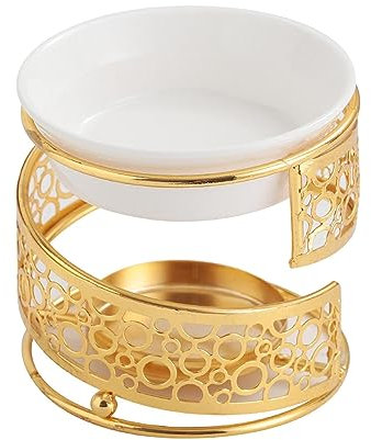 JISADER Bruleur Bougie, Diffuseur d'Huiles Essentielle, Brûleur Fondant Cire Parfumée, Lampe à Parfum, Brûleur Tartelette avec Porte-Bougie, Aromathérapie pour Décoration Maison, Méditation