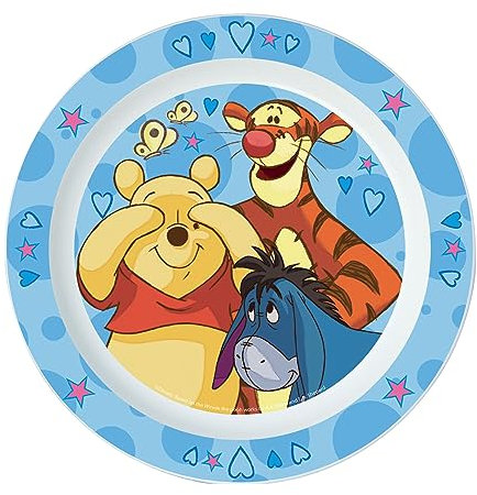 p:os 33546088 - Winnie Pooh Kinderteller, Durchmesser ca. 22 cm, Kunststoffteller mehrweg, bruchsicher, flach, Mehrfarbig