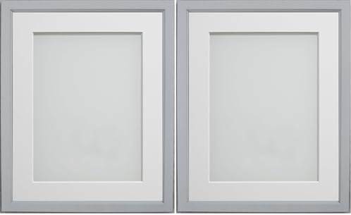 Frame Company Drayton Range Picture Photo Frame with White Mount For Image Size A4, Grey, 14 x 11-Inch (Pack of 2)