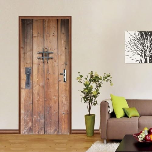 Türtapete Selbstklebend Türposter Türaufkleber 3D Wohnzimmer Schlafzimmer Badezimmer Wasserdicht Abnehmbare Professionelle Vinyl Upgrade, Braune Holztür 80 X 200 Cm - Kunstfotos Von Kinderz -6O3Q+J9K9