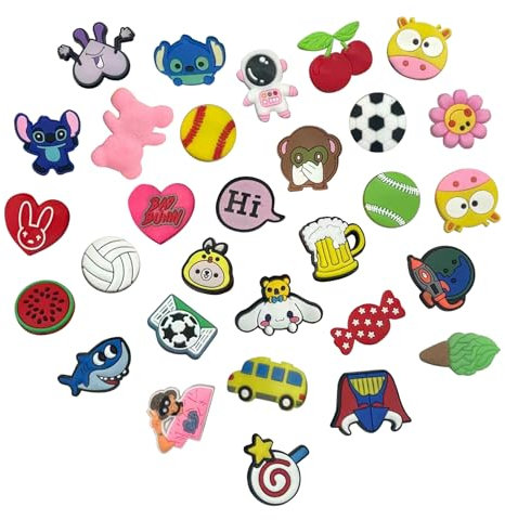 Lunriwis Croc Charms for Kids, 30PCS Shoe Decoration Charms, PUV Waterproof Shoe Charm Accessories, Kids Adult Teen Birthday Party DIY Shoe Decorations