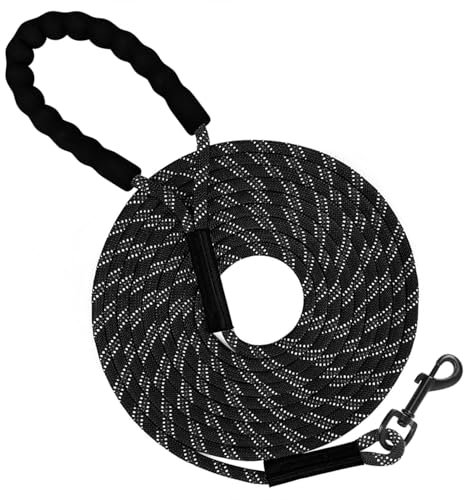 Dubest Schleppleine für Hunde, Hundeleine 10M 20M 30M mit Bequemen Gepolsterter Griff und Abschließbarer Karabiner Reflektierende Trainingsleine Laufleine für Kleine Mittlere Große Hund(20M)