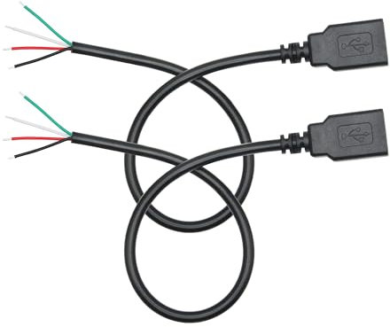 Kurzes USB A Buchse zu 4 Pin Blankes Kabel 11inch, 22AWG 5V/3A USB A Buchse Stecker 4 Pin Pigtail Kabel mit offenem Ende Strom und Daten, für USB Typ A Geräte Installiert Ersatz Reparatur DIY Kabel