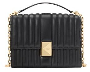 kate spade new york Damen Deco Quilted Leather Chain Shoulder Bag Umhängetasche, Schwarz