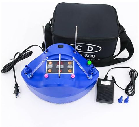 oiakus Balloon Pump, Balloon Inflator with Digital Timer Counter, Air Pump, Electric Air Inflator, Double-Hole Inflation Timing and Quantitative, Comes with Pedals, for Various Balloons