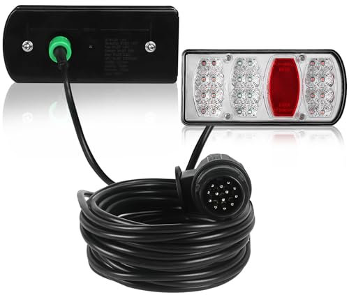 Yuanjoy Set di luci posteriori a LED, impermeabile, 13 poli, adattatore con cavo da 5 metri, 12 V, 24 V, 13 poli, con marchio di controllo E