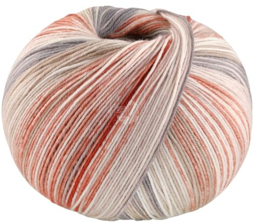 LANA GROSSA Meilenweit Seta Asia | Hochwertiges Sockengarn mit Seide | Handstrickgarn aus 55% Schurwolle (Merino), 25% Polyamid & 20% Seidenanteil | 100g Wolle zum Stricken & Häkeln, 420m Garn FB 3177