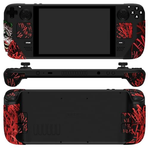PlayVital Premium Grip Aufkleber für Steam Deck LCD,geteiltes Design Soft Rubber Grip Pads für Steam Deck OLED,Skin Sticker Set mit Daumengriffkappen-Sechseckiger Diamant Strukturiert Clown Hahaha