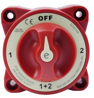 Ieron Dual Battery Isolator Switch,Rotary Switch Isolators Disconnect 4 Position 350 Amp 12V-32V 350 Amp E-Series Battery Switch for Car Truck Ship Speedboat