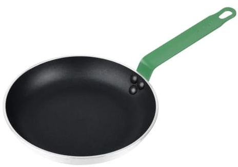Hygiplas Frypan Aluminium Non-stick Teflon Platinum Plus Green Handle - 240x40mm | Highly durable Teflon Platinum Plus coating is metal-utensil safe and resists scratching in busy commercial kitchens.